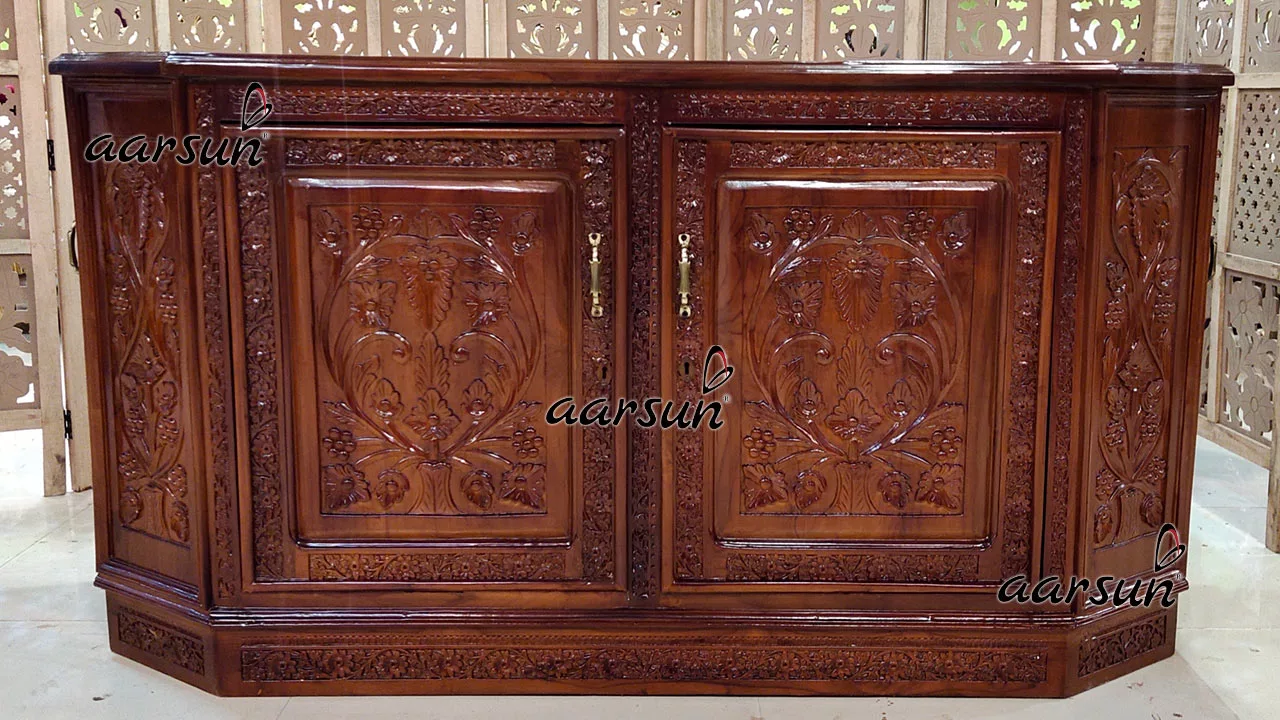 Hand Carved Bar Unit with Swivel Doors view 4
