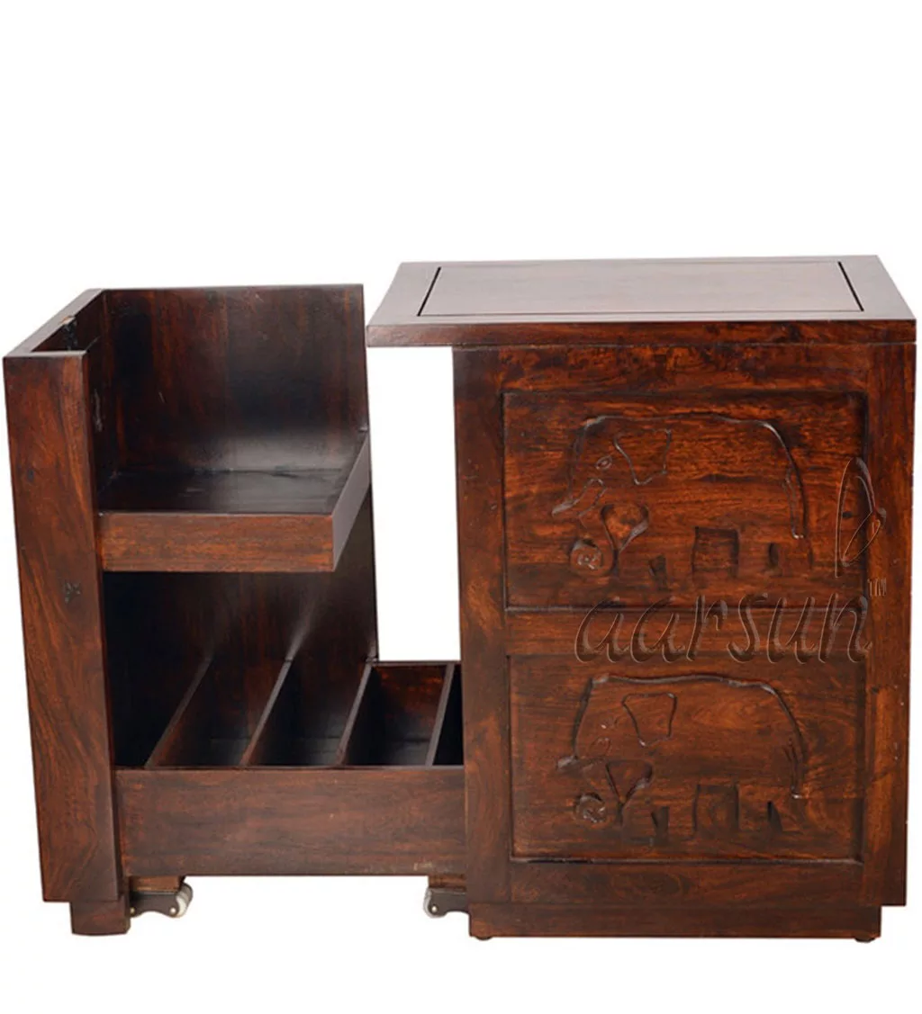 Handcrafted Sheesham Wood Bar Cabinet