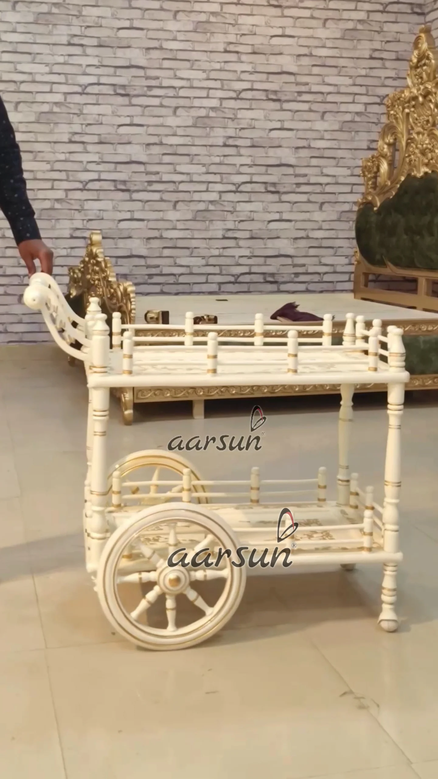 Latest Kitchen Trolley in White Paint view 6