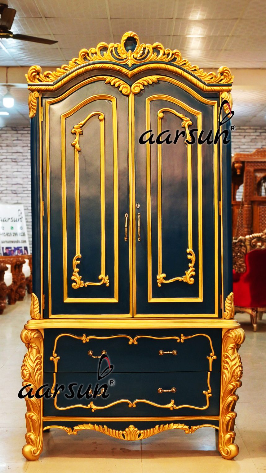 Wonderful Wardrobe in Persian Teal, Wooden Almirah view 3